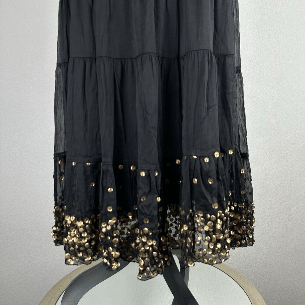Chaudry KC Maxi Skirt Women XS Black Gold Sequin Boho Festival Gypsy Western NEW - Picture 11 of 13